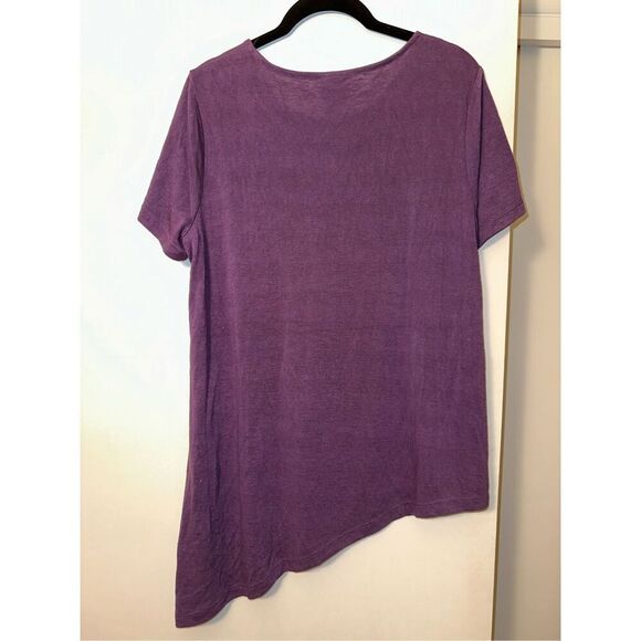 Chicos Asymmetrical Hem Tie Waist Purple Tee Size 1 (Medium) NWOT - Picture 6 of 9